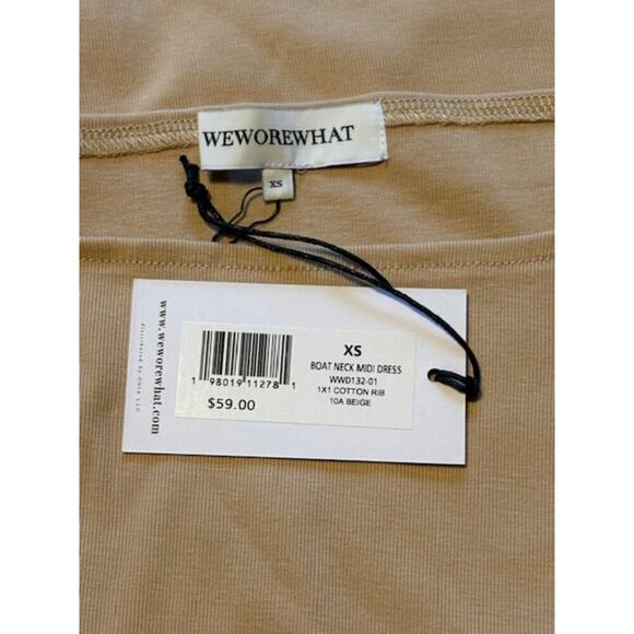 We Wore What Boat Neck Ribbed Midi Dress in Beige – NWT Size XS - Picture 7 of 10
